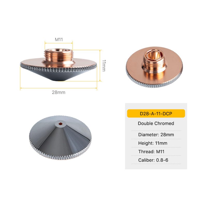 Precitec Nozzle Single Layer Chrome Plated D28H11M11DCP