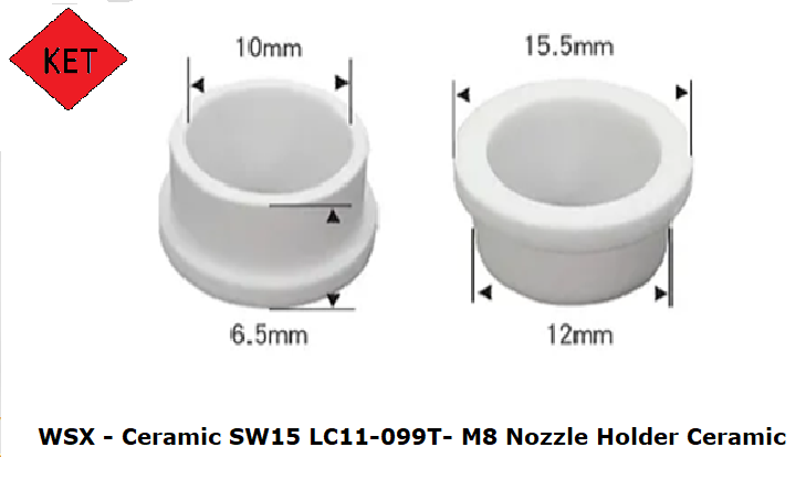 WSX -Ceramic SW15B LC11-099T - M8 Nozzle Holder Ceramic