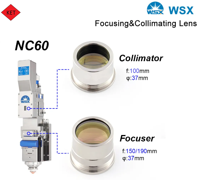 WSX Collimating & Focus Lens Tube for KC13 & KC15 Head