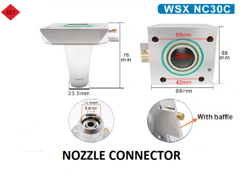 WSX Nozzle Connector F150-NC30C Head