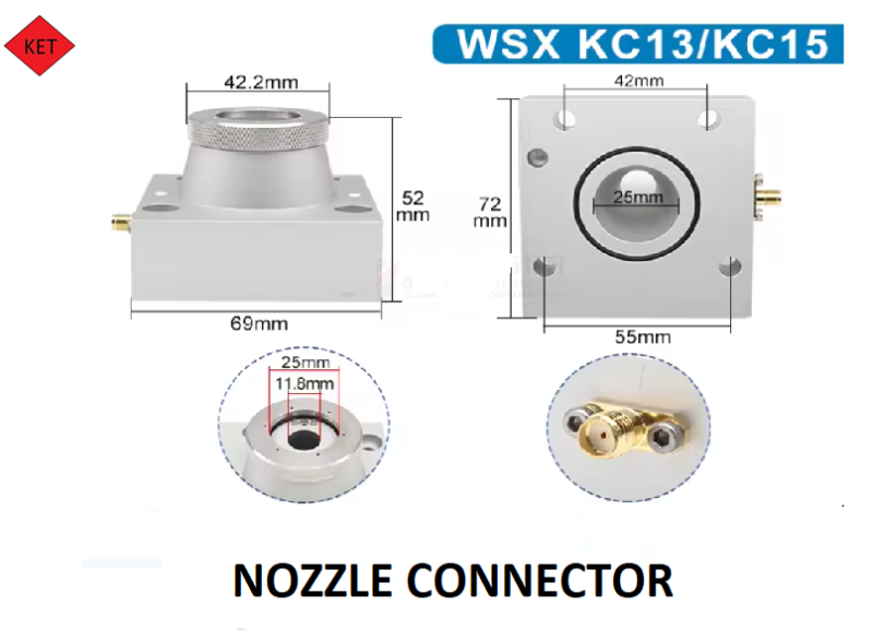 WSX Nozzle Connector KC13 & KC15 Head